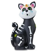 Dia de los Muertos Multicolor Resin Cat Decoration, 4.25 in L x 3.25 in W x 8.25 in H, by Way To Celebrate