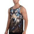 thumbnail image 2 of Logiee Vintage Blue Floral Wolf Print Men's Workout Tank Top,Quick Dry Workout Tank Top,Gym Muscle Tee,Fitness Bodybuilding Sleeveless T Shirt-Medium, 2 of 7