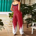thumbnail image 5 of Lumtrix Christmas Overalls for Women Spaghetti Strap Holiday Overalls Festive Print Wide Leg Romper Pant with Pockets Wine S, 5 of 6