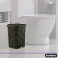 thumbnail image 2 of Superio Small Outdoor Trash Can with Lid for Dog Poop 6 Liter - 1.5 Gallon Plastic Wicker Mini Waste Basket, 2 of 5