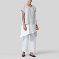 thumbnail image 2 of Camisa de manga corta de lino y algodón de corte holgado para mujer Top Sling Top Pants Daily Outfit FLhrweasw Nuevo, 2 of 8