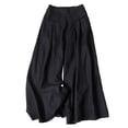 thumbnail image 3 of Baqcunre Womens Culottes Cotton Wide Leg Palazzo Pants Elastic Waist Capri Trousers With Pockets,S,Women'S Pants,Wide Leg Pants Woman,Pants For Women,Womens Fashion,Womens Clothes,Black, 3 of 8
