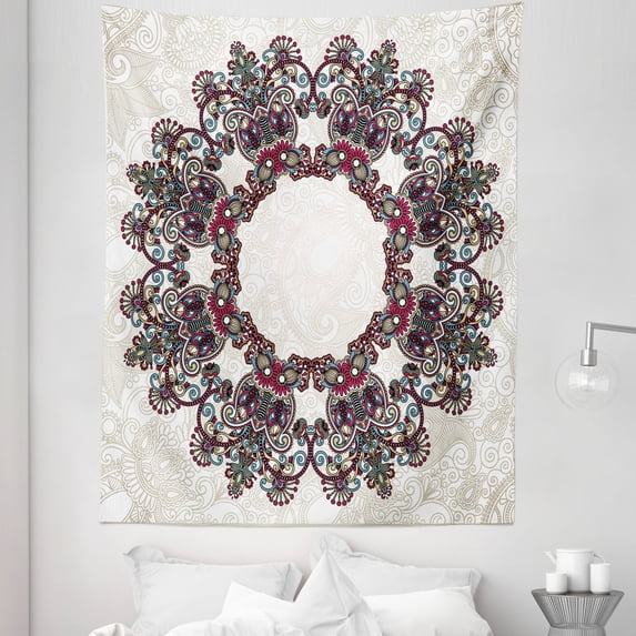 Tribal Tapestry, Ornamental Aztec Folkloric Mandala Patterns Body Mind Mosaic Style Tribal, Fabric Wall Hanging Decor for Bedroom Living Room Dorm, 5 Sizes, Multicolor, by Ambesonne