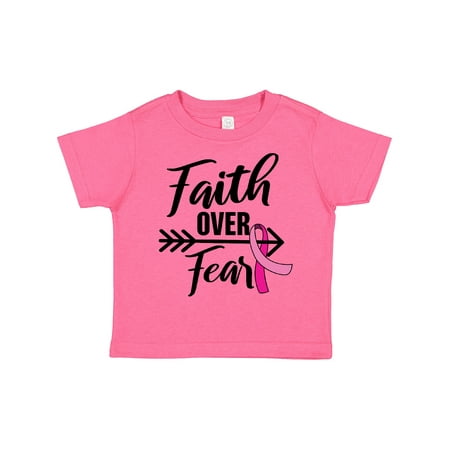 

Inktastic Breast Cancer Awareness Faith over Fear with Pink Ribbon and Arrow Gift Toddler Toddler Girl T-Shirt