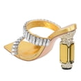 thumbnail image 5 of FSJ Women Graceful Rhinestone Double Strap Slide Sandals Slip On Square Open Toe Crystal Block Chunky High Heel Mule Dressy Shoes Size 8.5 Yellow, 5 of 5