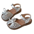 thumbnail image 4 of Girls Sandals Bow Woven Closed Toe Breathable Kids Little Kid Silver Adjustable Non-Slip Summer Shoes,Size 8 M, 4 of 7