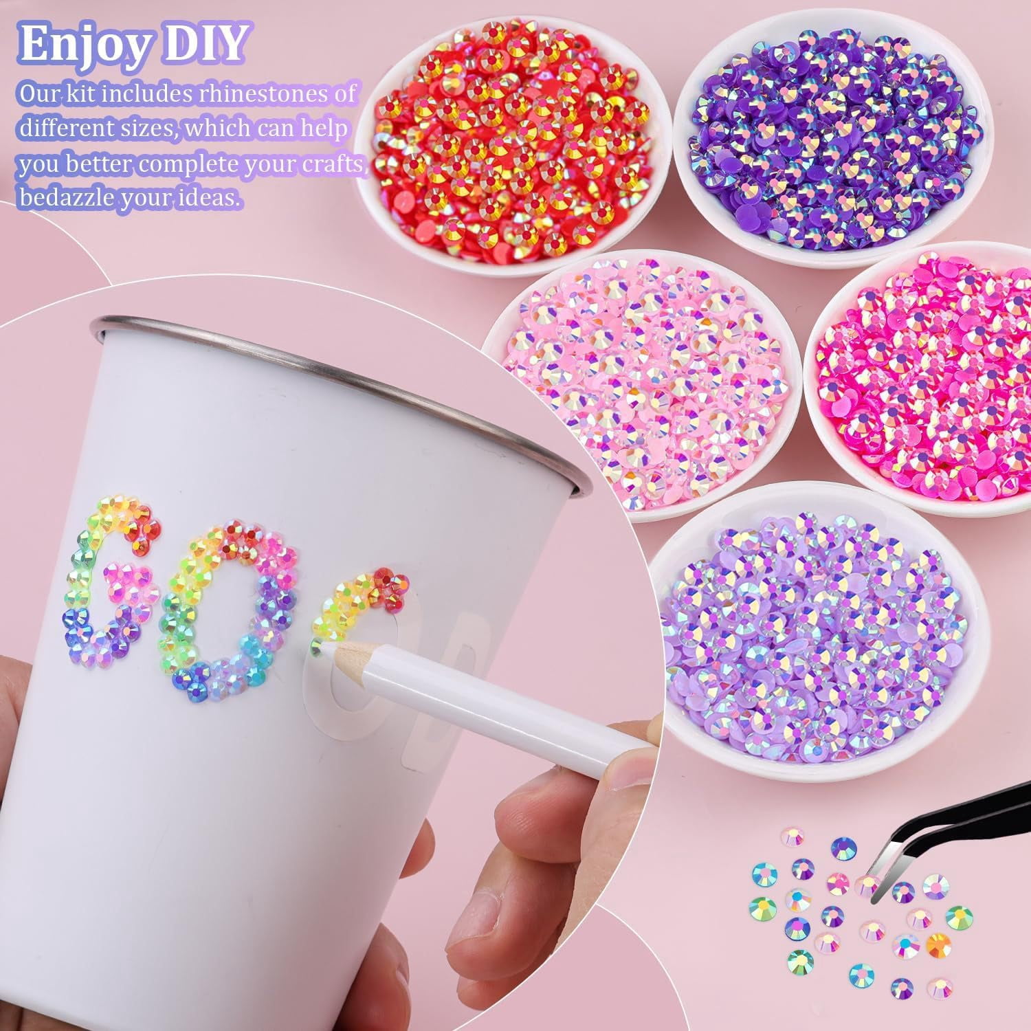 40 Colors Resin Jelly Rhinestones for Bedazzling – 3mm 32000 Pcs Flatback Gems Kit with B7000 Glue for Nail Shoes Crafts DIY