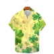 thumbnail image 2 of Ceisia Men's St. Patrick's Day Watercolor Shamrock Print Short Sleeve Turndown Collar Stretch Casual Shirt Yellow XXL Gifts, 2 of 5