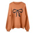 thumbnail image 6 of Valentine's Day Sweaters For Women Funny Bow Printed Loose Fit Long Sleeve Crew Neck Sweatshirt Casual Winter Soft Warm Knit Holiday Jumper Tops Brown XL, 6 of 7
