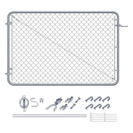Adjust-A-Gate Chain Walk Gate Kit, Fits 24-72 in. Openings & Up to 4 ft., Round Corner Frame, Gray - Heavy-Duty Outdoor Reinforcement & Accessories for Gates and Fences