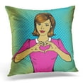 thumbnail image 1 of EREHome Book Pop Retro Style Woman Showing Heart Hand Sign Comic Design Character Pillow Case Pillow Cover 20x20 inch, 1 of 1