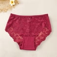 thumbnail image 5 of opolski Women Plus Size Mid-rise Briefs Cotton Crotch See-through Hollow Out Embroidery Lace Hip Lifting Thin Panties, 5 of 8