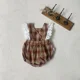 thumbnail image 4 of 0-2Y 2025 Spring Baby Clothes Retro Plaid Jumpsuit Sleeveless Infant Girls Fake 2Pcs Bodysuit  Trendy Toddler Loose One Piece, 4 of 6