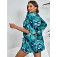 thumbnail image 6 of SHOWMALL Women's Plus Shrugs Lightweight Cardigan Open-Front Short Sleeve Black Jungle Blooms 4X Summer Cover Up Boleros, 6 of 6