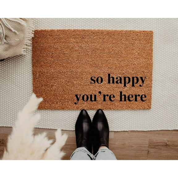 So Happy You're Here Mats for Front Door Entry Front Porch Doormat Non-Slip Carpet Rugs Floor Mat Decorative for Home Bathroom Kitchen Indoor 16x24 Inch