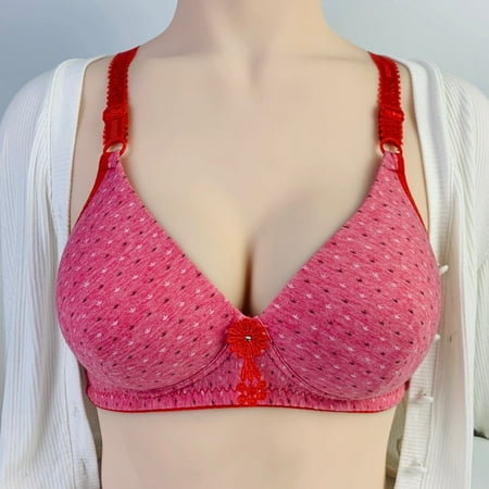 

WHLBF Womens Plus Size Bra Ladies Bra without Steel Rings Vest Large Lingerie Bras Everyday Bra Red S()