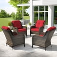 thumbnail image 6 of Meetleisure 4 Piece Wicker Patio Furniture Set, Rattan Chairs with High Back, Deep Seating, Wide Armrest, Thick Cushions for Deck Porch, Red, 6 of 9