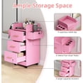 thumbnail image 4 of DreamCurship Beauty Salon Trolley Cart, Salon Cabinet with 360°Wheels, 3 Drawer, 6 Tool Holders, Barber Hair Stations for Salon Beauty Spa, Pink, 4 of 8