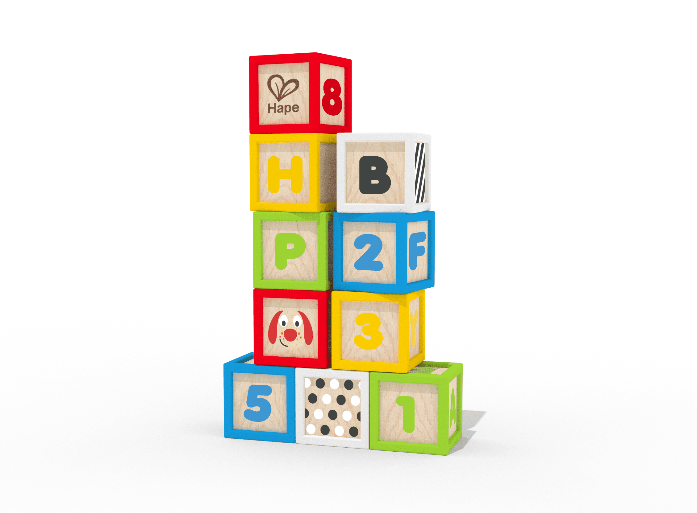 Hape Stacking ABC/123 Blocks Learning and Education Infant Toy Stack Silicone & Wood Blocks