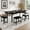Black, variant on Laisnet 63" Extendable Dining Table Set for 6, Kitchen Table with 6 Stools, Metal Legs&MDF Board for Dining Room, Kitchen, Black