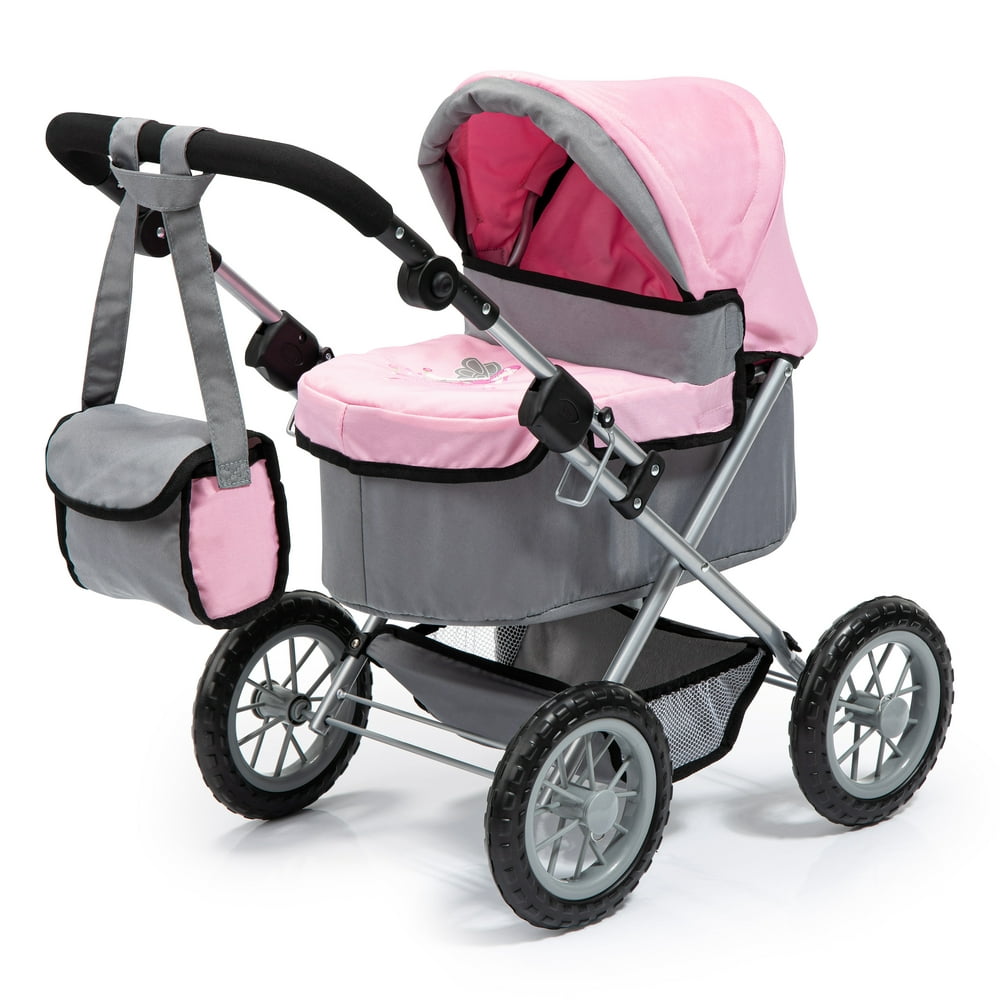 Trendy Pram Stroller For Toy Baby Dolls - Grey/Pink - Walmart.com