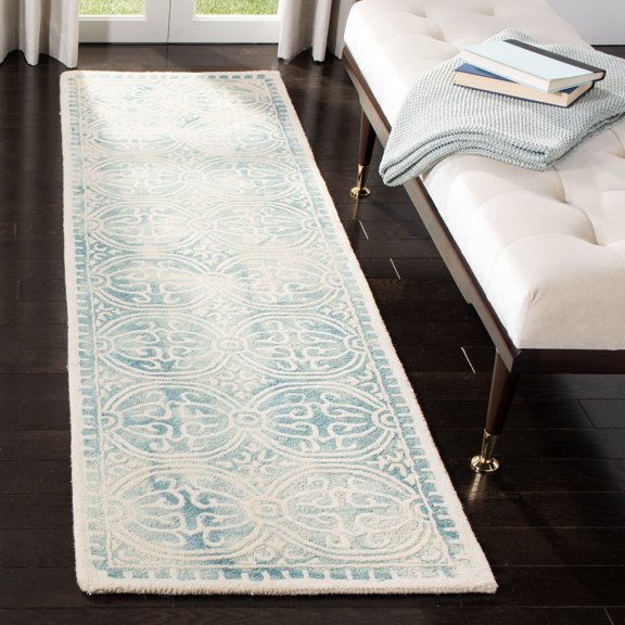 Safavieh Dip Dye Cyan Distressed Runner Rug, Light Green/Ivory, 2'3" x 8'