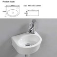 thumbnail image 2 of Wall Hung Basin Sink Small Cloakroom Basin Rectangle Ceramic Wash Basin Right Hand (Oval Sink Set (with Tap&Drain)), 2 of 4