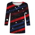 thumbnail image 4 of Patriotic Blouse Women 4th of July Womens Shirt Patriotic Womens Shirt Womens Fourth of July Shirt Women's Independence Day Printed 3/4 Sleeve Round Neck Pullover Fashionable Top, 4 of 5