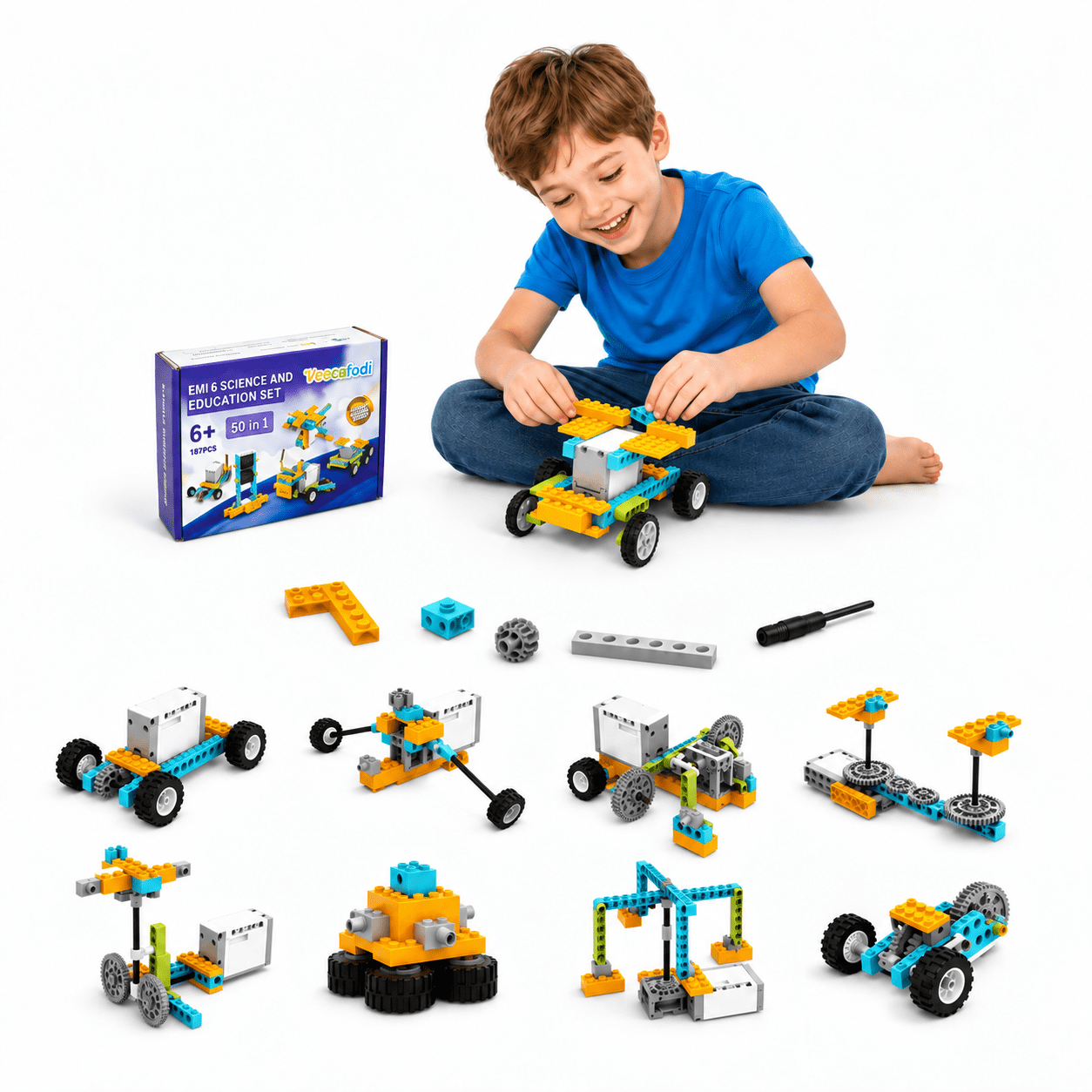 2026 Upgraded STEM Building Toy for Kids Ages 6-12, Motorized Engineering Construction Set with Creative Model Builds, Educational Electric Building Kit for Boys and Girls, Birthday Gift