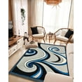 thumbnail image 5 of Star Abstract 5x7 Area Rug – Modern Contemporary Colorful Soft Polyester Carpet for Living Room Design 1308 Turquoise Blue, 5 of 5