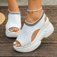 thumbnail image 2 of Rokment Platform Wedge Walking Sandals for Women Comfortable Breathable Athletic Mesh Knit Stretchy Chunky High Heels Slip on Fashion Sneakers Casual Open Toe Heeled Summer Shoes White Size 8.5, 2 of 6