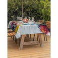 thumbnail image 4 of 60x102 Inch Outdoor Tablecloth with Umbrella Hole Zipper Rectangle Farmhouse Cow Rectangular Tablecloths Outside Waterproof Vintage Oil Painting Wooden Grain Animals Patio Table Cover for Picnic, 4 of 8