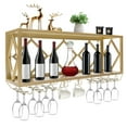 thumbnail image 4 of Wine Rack Bar Unit Floating Shelves Wall-Mounted Inverted Wine Bottle Holder Hanging, 4 of 12