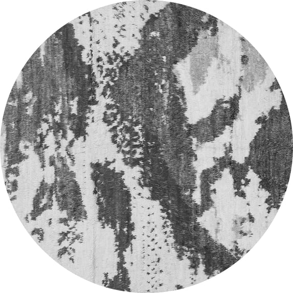 Ahgly Company Indoor Round Abstract Gray Modern Area Rugs, 3' Round