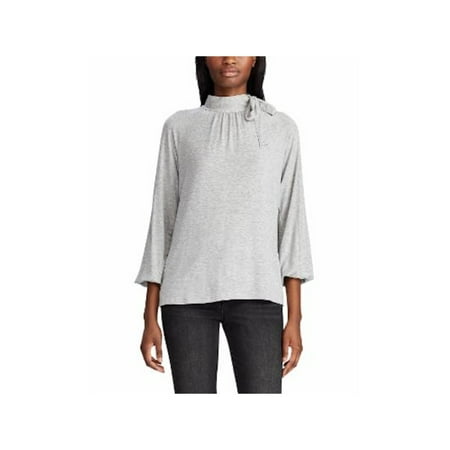 Lauren Ralph Lauren Womens Mock Turtle Neck Solid Top Gray XL