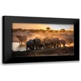 thumbnail image 1 of Van Ooijen, Simon 18x12 Black Modern Framed Museum Art Print Titled - Elephant huddle, 1 of 5