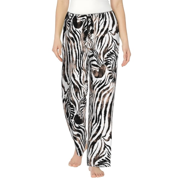 Balery Leopard And Zebra Pantalones de pijama para mujer, pijamas ultraligeros, pantalones de estar por casa-Medium