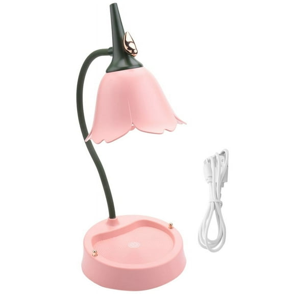Flower LED Desk Lamp Student Bedroom Lighting Contact Reading Eye Protection USB Lampshade Table Light, Pink