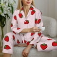 thumbnail image 5 of KLL Strawberry Print Women's Long Sleeve Pajamas with Pants Sleepwear Loungewear 2 Set-X-Large, 5 of 7