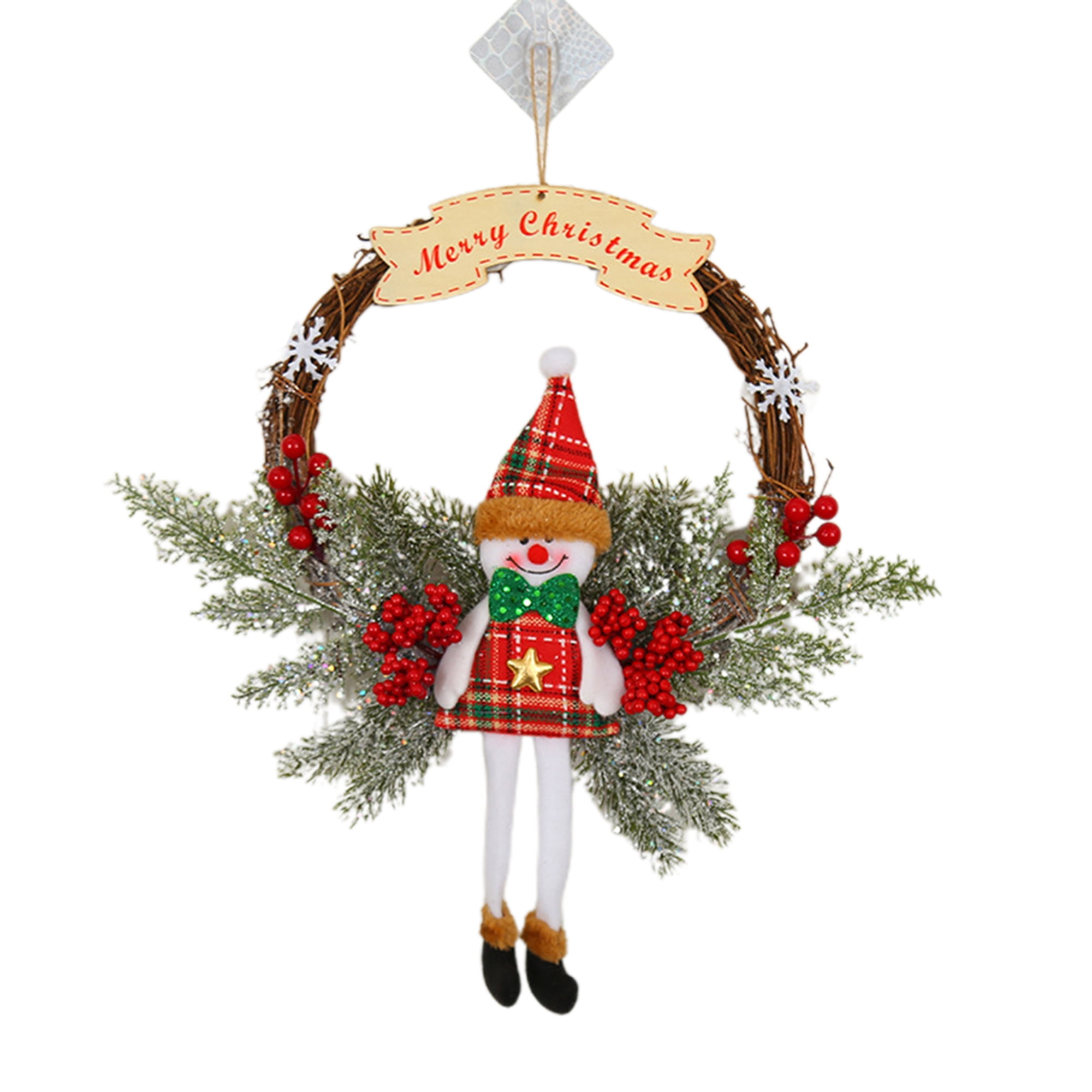Christmas Wreath Hanging Ornament Decorated Xmas Door Wall Tree Garland handmade 
