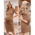 thumbnail image 3 of EKOUAER Women's Maternity Dress Ribbed Short Sleeve Casual Pregnancy Dresses Crewneck Pregnancy Clothes, 3 of 6