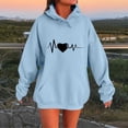 thumbnail image 4 of SwiftWear Women's Long Heartbeat Print Hooded Sweatshirt Oversized Love Graphic Pullover Hoodie with Kangaroo Pocket, Soft Fall Winter Loungewear Light Blue, 4 of 4