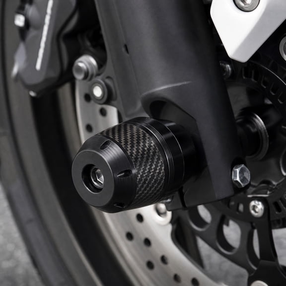 2Pcs Colorful Carbon‑Fiber Style Front fork Crash Pads, Aluminum Shock‑Absorbing Protector for Motorcycle Scooter Anti‑Fall Collision Protection Accessory