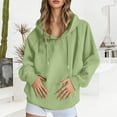 thumbnail image 2 of MIASHUI Women's Raglan Sleeve Pullover Hoodie, Spring Fall Long Sleeve Casual Sweatshirt, Loose Fit Solid Color Hooded Top Light Green,S, 2 of 7
