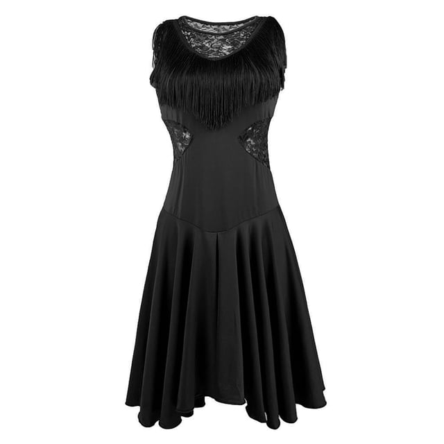 Vestido de baile latino de borla Sunnimix Negro XL