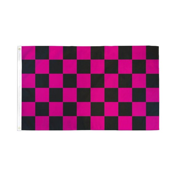Pink & Black Checkered Flag 2x3ft Poly