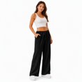 thumbnail image 4 of Wide Leg Corduroy Pants for Women Casual Lounge Drawstring Elastic Waist Work Pants with Pockets, 4 of 7