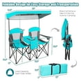 thumbnail image 4 of HeSLehs Double Camping Chair, Beach Chair with Canopy Shade, Adjustable UV Protection, Cooler, Cup Holder & Carry Bag, Folding Portable Lawn Soccer Camp Chair with Umbrella for Adults (Navy, 2 Person), 4 of 9