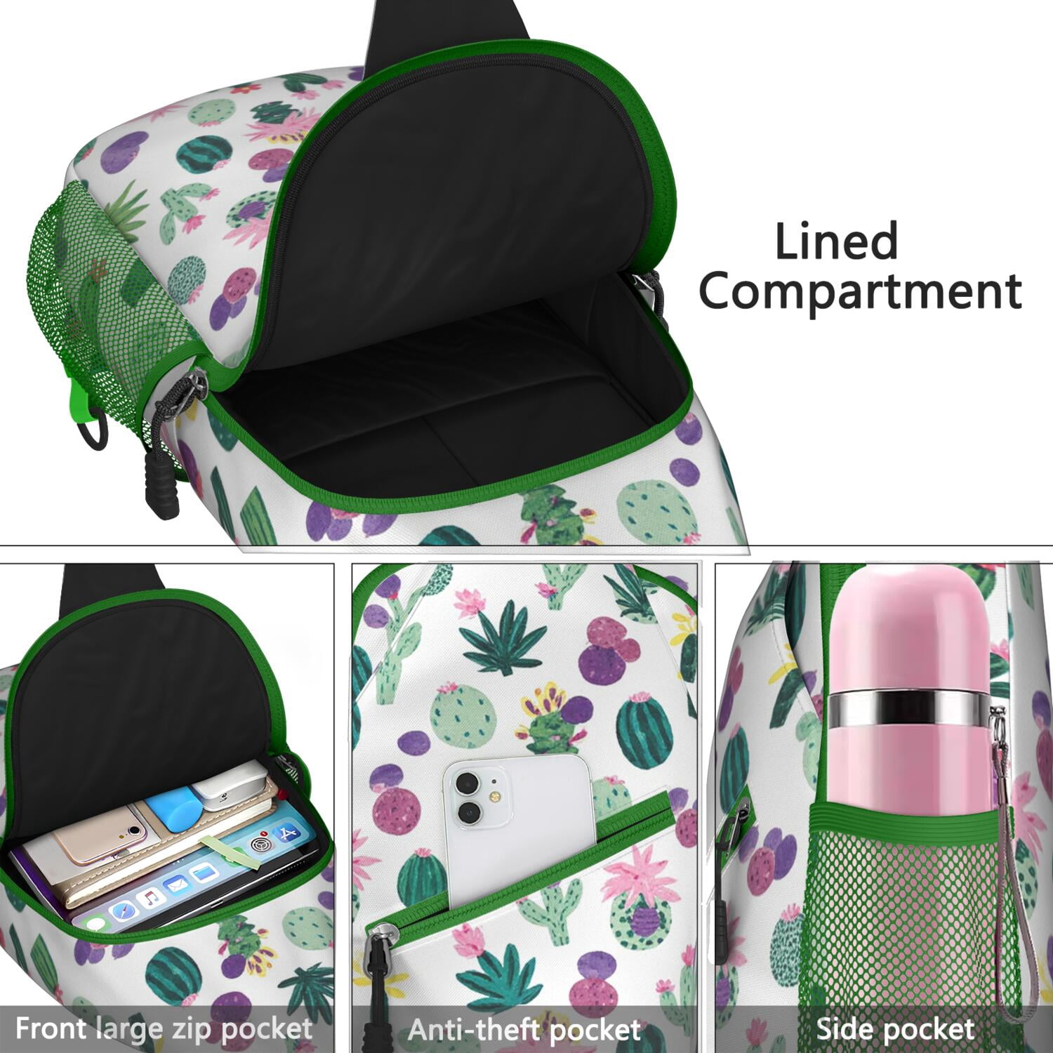 Chest Bag Crossbody Shoulder Bag Crossbody Shoulder BagHiking Sling Backpack for Men Women Travelers Cactus