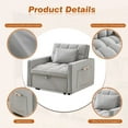 thumbnail image 4 of Dinosisco 3-in-1 Convertible Chair Bed, Sleeper Chair Lounge Chair Indoor, Modern Single Pull Out Couch for Living Room, Gray Velvet, 4 of 10